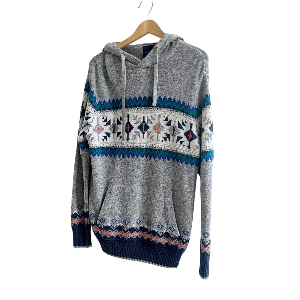 American Eagle Outfitters Southwest Print Grey Hoodie Sweater Crew Neck Men's L